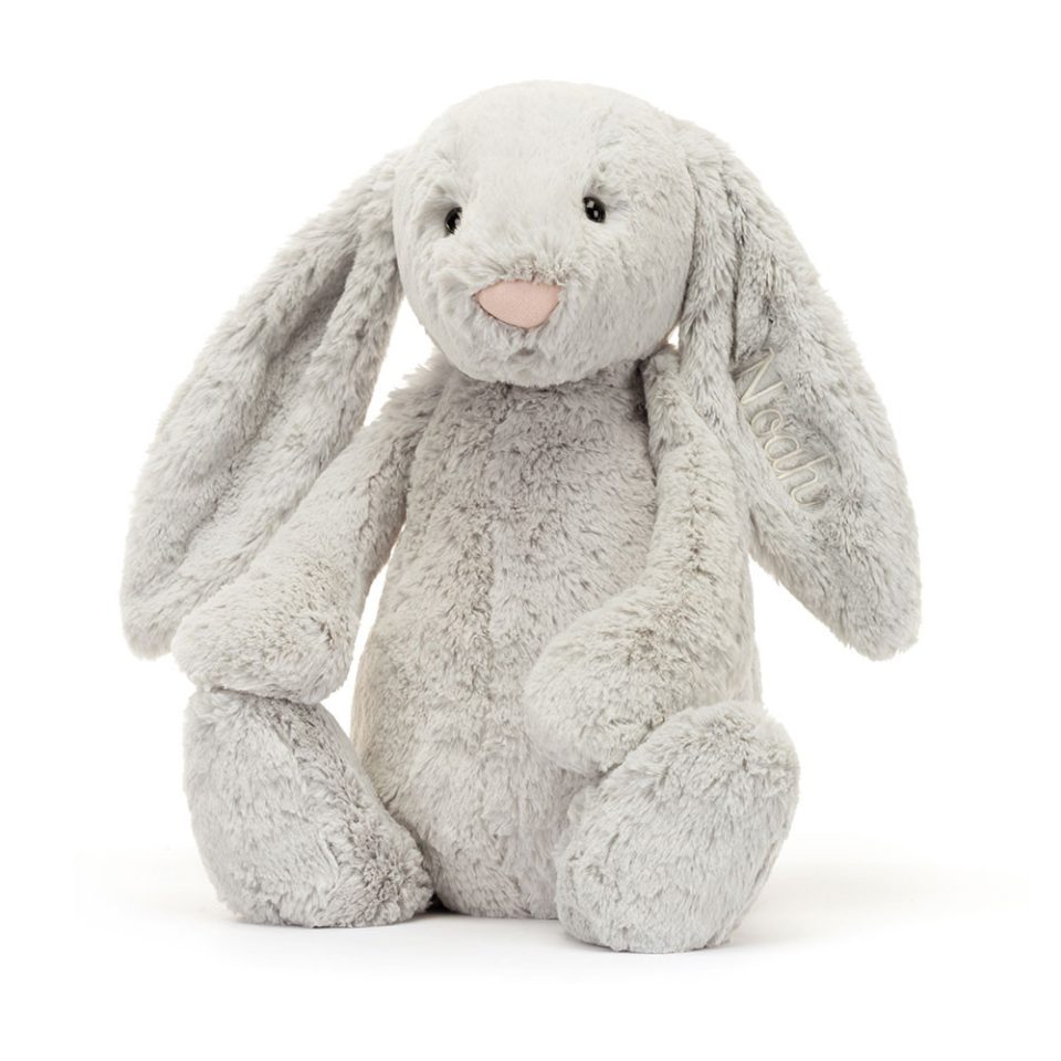Personalised Bashful Silver Bunny Huge