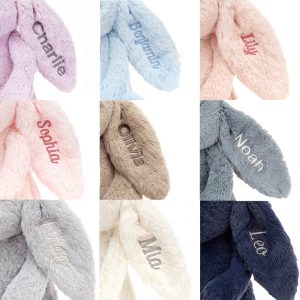 Personalised Bashful Blue Bunny Medium